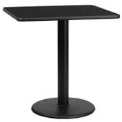 Flash Furniture XU-BLKTB-3030-TR18-GG 30x30 Square Black Laminate Dining Table, Pedestal Base, MDF Top, 18 Dia. Cast Iron Column 1 image