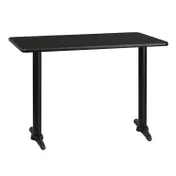 Flash Furniture XU-BLKTB-3042-T0522-GG 42"W Rectangular Black Laminate Dining Table, Pedestal Base, MDF Top 1 image