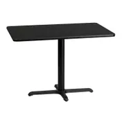Flash Furniture XU-BLKTB-3042-T2230-GG 42" Rectangular Black Laminate Dining Table, Pedestal Base, MDF Top, 30"H 1 image