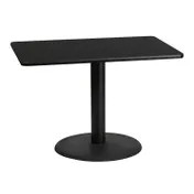 Flash Furniture XU-BLKTB-3042-TR24-GG 42"W Rectangular Dining Table, Black Laminate, 30"D, Pedestal Base 1 image