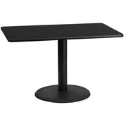 Flash Furniture XU-BLKTB-3048-TR24-GG 48"W Rectangular Dining Table, Black Laminate MDF Top, 24" Dia Round Base 1 image
