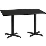 Flash Furniture XU-BLKTB-3060-T2222-GG 60" Rectangular Black Laminate Dining Table, 30"H, MDF Top, Four Point Pedestal Base 1 image