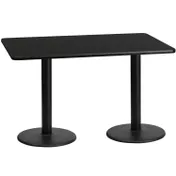 Flash Furniture XU-BLKTB-3060-TR18-GG 60"W Rectangular Dining Table, Black Laminate, 30"D, Pedestal Base 1 image