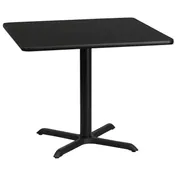Flash Furniture XU-BLKTB-3636-T3030-GG 36x36 Black Laminate MDF Dining Table, 31-1/8H, Pedestal Base 1 image