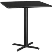 Flash Furniture XU-BLKTB-4242-T3333-GG 42x42 Square Black Laminate Dining Table, 31.125H, MDF Top, PVC Edge, 33x33 X-Base 1 image