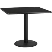 Flash Furniture XU-BLKTB-4242-TR24-GG 42x42 Square Black Laminate MDF Dining Table, 31-1/8H, Pedestal Base 1 image