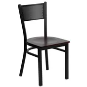 Flash Furniture XU-DG-60115-GRD-MAHW-GG Hercules Series Restaurant Chair, Metal Grid Back, Mahogany Finish Plywood Seat, Welded Steel Frame 1 image