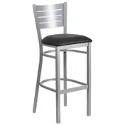 Flash Furniture XU-DG-60402-BAR-BLKV-GG Hercules Series Black Vinyl Upholstered Restaurant Bar Stool with Metal Slat Back 1 image