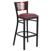 Flash Furniture XU-DG-6H1B-MAH-BAR-BURV-GG Hercules Series Restaurant Bar Stool, Wood Back, Burgundy Vinyl Seat, 18 Gauge Steel Frame 1 image