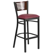 Flash Furniture XU-DG-6H1B-WAL-BAR-BURV-GG Hercules Series Restaurant Bar Stool, Wood Back, Vinyl Upholstered Seat, Black Powder Coated Frame 1 image