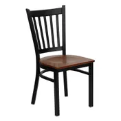 Flash Furniture XU-DG-6Q2B-VRT-CHYW-GG Hercules Series Restaurant Chair, Metal Slat Back, Cherry Finish Wood Seat, Black Powder Coated Steel Frame 1 image