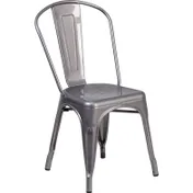 Flash Furniture XU-DG-TP001-GG Stacking Side Chair, 500 lbs, Silver Metal, Curved Slat Back, Stacks 8 High 1 image