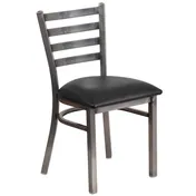 Flash Furniture XU-DG694BLAD-CLR-BLKV-GG Hercules Series Restaurant Chair, Metal Ladder Back, Black Vinyl Upholstered Seat, 18 Gauge Steel Frame 1 image