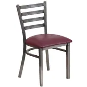 Flash Furniture XU-DG694BLAD-CLR-BURV-GG Hercules Series Restaurant Chair, Metal Ladder Back, Burgundy Vinyl Upholstered Seat 1 image