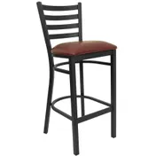 Flash Furniture XU-DG697BLAD-BAR-BURV-GG Hercules Series Restaurant Bar Stool, Metal Ladder Back, Burgundy Vinyl Upholstered Seat, 18 Gauge Steel Frame 1 image