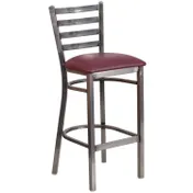 Flash Furniture XU-DG697BLAD-CLR-BAR-BURV-GG Hercules Series Metal Ladder Back Bar Stool with Burgundy Vinyl Upholstered Seat 1 image