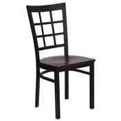 Flash Furniture XU-DG6Q3BWIN-MAHW-GG Hercules Series Restaurant Chair, Metal Grid Back, Mahogany Finish Plywood Seat, Black Powder Coated Steel Frame 1 image