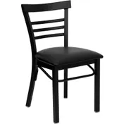 Flash Furniture XU-DG6Q6B1LAD-BLKV-GG Hercules Series Restaurant Chair, Ladder Back, Black Vinyl Upholstered Seat, 18 Gauge Steel Frame 1 image
