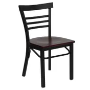 Flash Furniture XU-DG6Q6B1LAD-MAHW-GG Hercules Series Restaurant Side Chair, Ladder Back, Mahogany Wood, Black Steel Frame 1 image