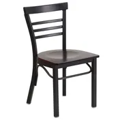 Flash Furniture XU-DG6Q6B1LAD-WALW-GG Hercules Series Restaurant Side Chair, Ladder Back, Walnut Wood Finish, Black Steel Frame 1 image