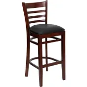 Flash Furniture XU-DGW0005BARLAD-MAH-BLKV-GG Hercules Series Restaurant Bar Stool, Wood Ladder Back, Black Vinyl Upholstered Seat, Mahogany Finish 1 image