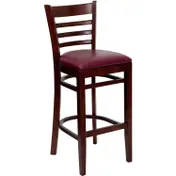 Flash Furniture XU-DGW0005BARLAD-MAH-BURV-GG Hercules Series Restaurant Bar Stool, Wood Ladder Back, Burgundy Vinyl Upholstered Seat, Mahogany Finish 1 image