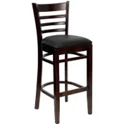 Flash Furniture XU-DGW0005BARLAD-WAL-BLKV-GG Hercules Series Restaurant Bar Stool, Wood Ladder Back, Black Vinyl Seat, Walnut Finish 1 image