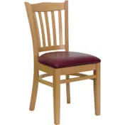 Flash Furniture XU-DGW0008VRT-NAT-BURV-GG Hercules Series Restaurant Chair, Wood Slat Back, Burgundy Vinyl Seat, Natural Finish 1 image