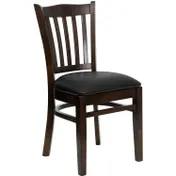 Flash Furniture XU-DGW0008VRT-WAL-BLKV-GG Hercules Series Restaurant Chair, Wood Slat Back, Black Vinyl Seat, Walnut Finish 1 image