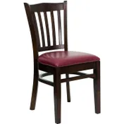 Flash Furniture XU-DGW0008VRT-WAL-BURV-GG Hercules Series Restaurant Chair, Walnut Finish, Burgundy Vinyl Seat, Wood Slat Back 1 image