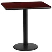 Flash Furniture XU-MAHTB-2430-TR18-GG 30"W Rectangular Dining Table, Mahogany Laminate, Black PVC Edge, 18" Round Base 1 image