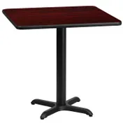 Flash Furniture XU-MAHTB-3030-T2222-GG 30x30 Square Pedestal Dining Table, Mahogany Laminate, Black PVC Edge, 31-1/8H 1 image
