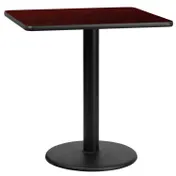 Flash Furniture XU-MAHTB-3030-TR18-GG 30x30 Square Pedestal Dining Table, Mahogany Laminate, Black PVC Edge, 18 Dia. Base 1 image