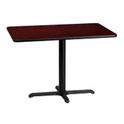 Flash Furniture XU-MAHTB-3042-T2230-GG 42" Rectangular Dining Height Table, Mahogany Laminate, Black PVC Edge, 30" High Pedestal Base 1 image
