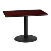 Flash Furniture XU-MAHTB-3042-TR24-GG 42" Rectangular Dining Table, Mahogany Laminate, 30"H, Pedestal Base 1 image