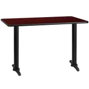 Flash Furniture XU-MAHTB-3048-T0522-GG 48"W Rectangular Dining Table, Mahogany Finish, PVC Edge, Pedestal Base 1 image