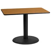 Flash Furniture XU-NATTB-2442-TR24-GG 42"W Rectangular Dining Table, Natural Laminate, Black PVC Edge, 24" Round Base 1 image
