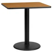 Flash Furniture XU-NATTB-3030-TR18-GG 30x30 Square Pedestal Dining Table, Natural Laminate, Black PVC Edge, 18 Dia. Base 1 image
