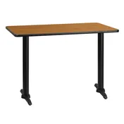 Flash Furniture XU-NATTB-3042-T0522-GG 42"W x 30"D Rectangular Dining Table, MDF Top, Natural Finish, Black PVC Edge 1 image