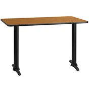 Flash Furniture XU-NATTB-3048-T0522-GG 48"W Rectangular Dining Table, Natural Finish, MDF Top, Black PVC Edge, Pedestal Base 1 image