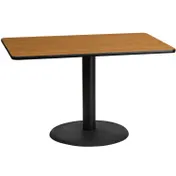 Flash Furniture XU-NATTB-3048-TR24-GG 48"W Rectangular Dining Table, Natural Laminate, Black PVC Edge, 24" Round Base 1 image