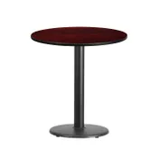 Flash Furniture XU-RD-24-MAHTB-TR18-GG 24" Round Mahogany Laminate Dining Table, Pedestal Base, Black PVC Edge 1 image