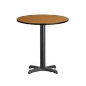 Flash Furniture XU-RD-24-NATTB-T2222-GG 24" Round Pedestal Dining Table, MDF Top, Natural Finish, Black PVC Edge 1 image