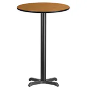Flash Furniture XU-RD-24-NATTB-T2222B-GG 24" Round Bar Height Table, Natural Laminate, 43-1/8"H, MDF Top, Black PVC Edge, 3" Cast Iron Column 1 image
