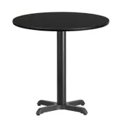 Flash Furniture XU-RD-30-BLKTB-T2222-GG 30" Round Black Laminate Dining Height Table, Pedestal Base, MDF Top 1 image