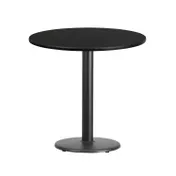 Flash Furniture XU-RD-30-BLKTB-TR18-GG 30" Round Black Laminate Dining Table, Pedestal Base, MDF Top, 18" Dia. Cast Iron Column 1 image
