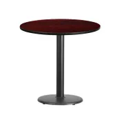 Flash Furniture XU-RD-30-MAHTB-TR18-GG Round Pedestal Dining Table, 30" Dia., Mahogany Laminate, Black PVC Edge, 18" Base 1 image