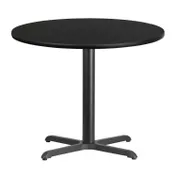 Flash Furniture XU-RD-36-BLKTB-T3030-GG 36" Round Black Laminate Dining Table, Pedestal Base, 30" Column Height 1 image
