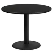 Flash Furniture XU-RD-36-BLKTB-TR24-GG 36" Round Black Laminate Dining Table, Pedestal Base, MDF Top, 31-1/8"H 1 image