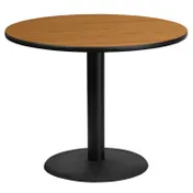 Flash Furniture XU-RD-36-NATTB-TR24-GG 36" Round Pedestal Dining Table, Natural Laminate, Black PVC Edge, 30" Column Height 1 image